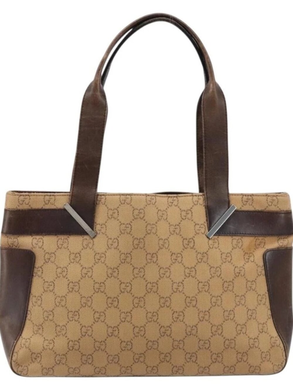 GUCCI GG Canvas Tote Bag Beige Silver 73983 Auth ka3180 - Picture 3 of 16